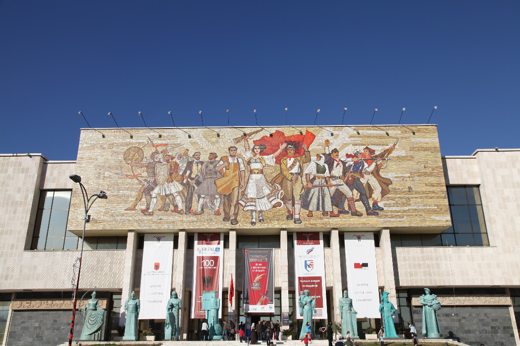 nationalist mosaic adorns the facade of the National History Museum in Tirana