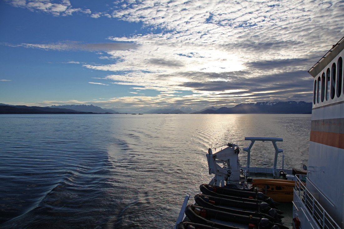 Beagle Channel eastbound at sunset on 16 III 2013
