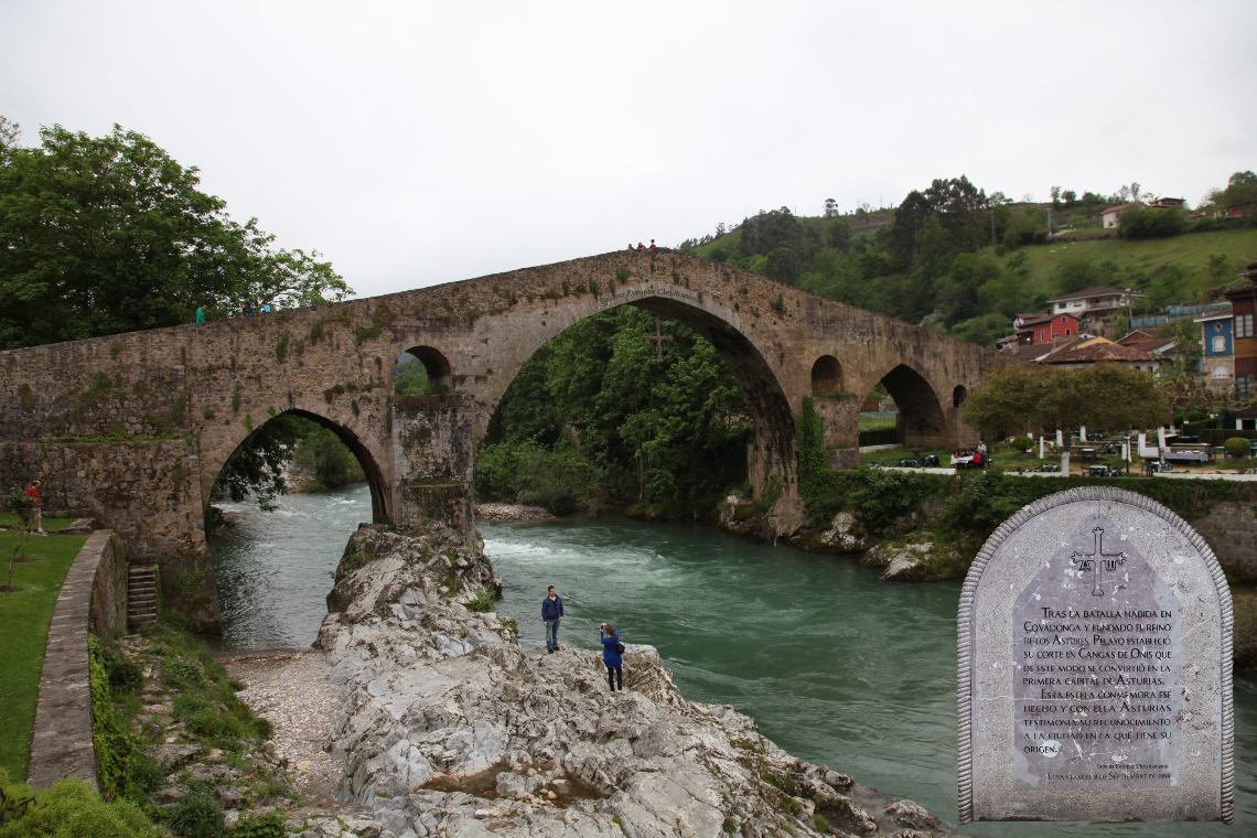 XIII century bridge  Puente Romano over Rio Sella in Cangas de Onís