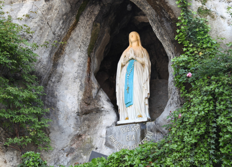 Mary at grotto in Lourdes
