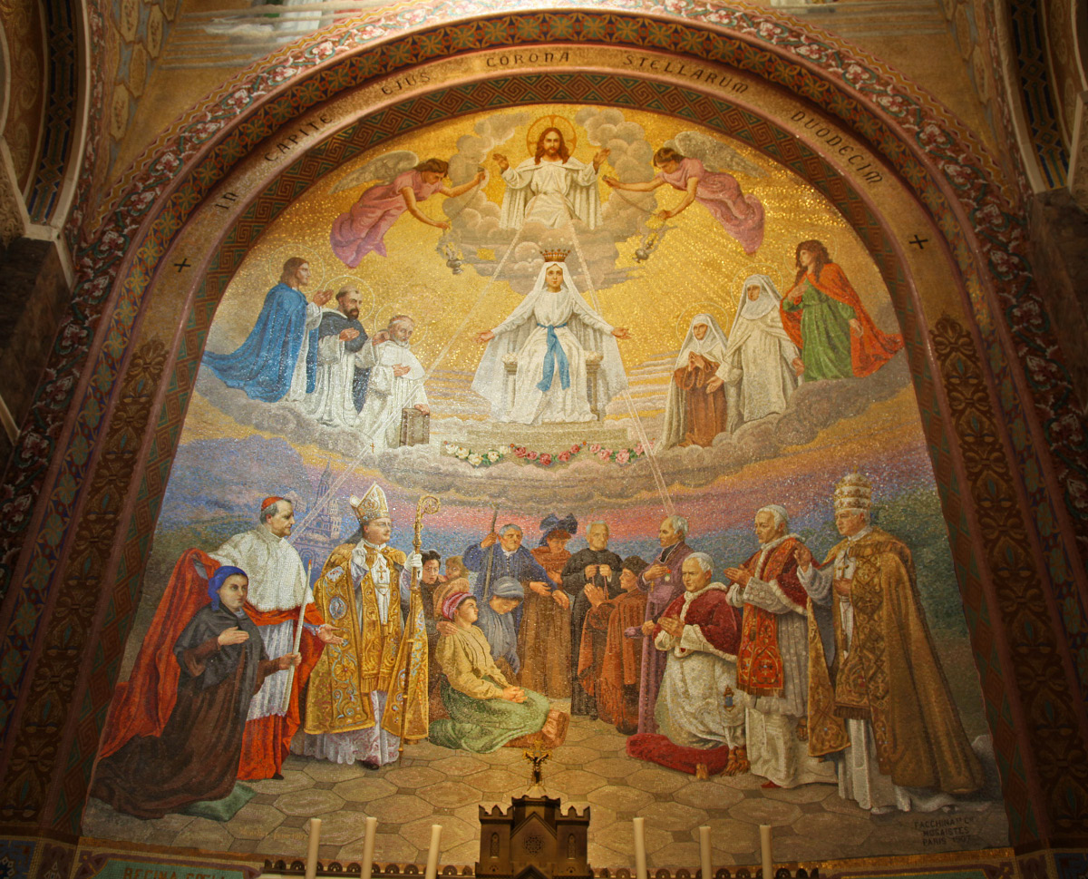 mosaic of Immaculate Conception with prelates in Lourdes
