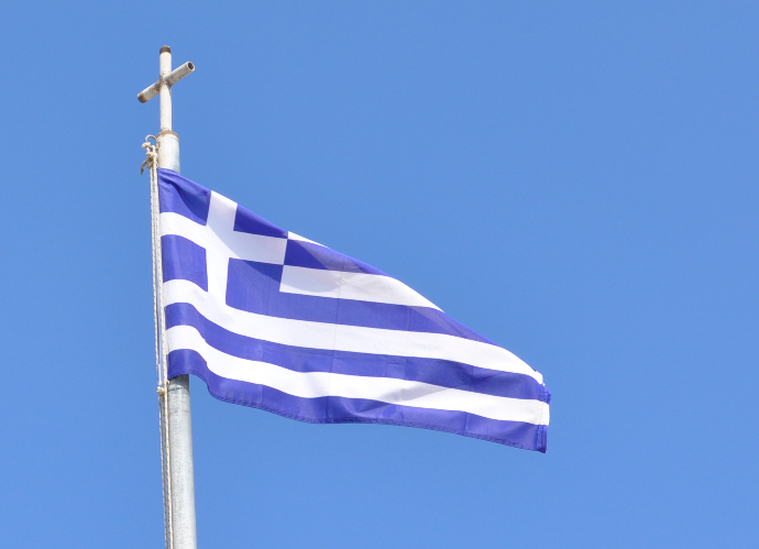 Greek flag honoring God the Son Christ Jesus