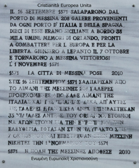Naupaktos Battle of Lepanto Italian plaque