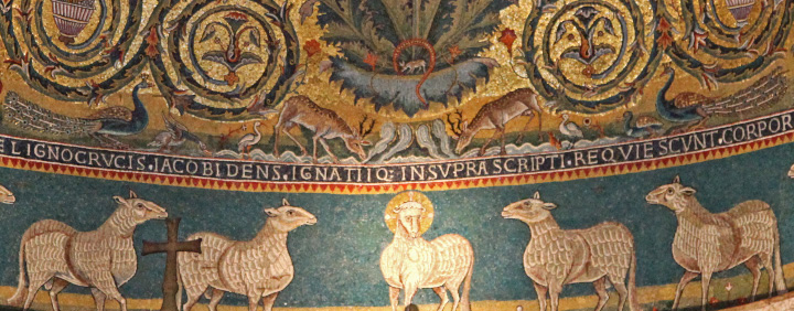 detail from the 12th century apse mosaic in the Basilica of Saint Clement in Rome