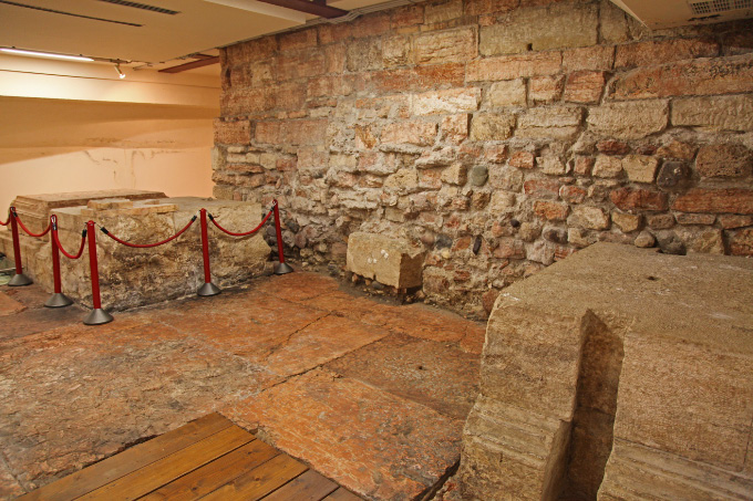 remnants of city walls and structures from the 1st century, Before Christ Roman city of Tridentum