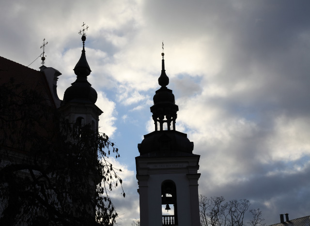 bell tower and clouds in Vilnius