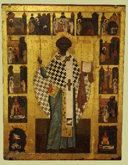 XVI century Orthodox icon from Russia honoring the life and ministry of Pope Saint Clement
