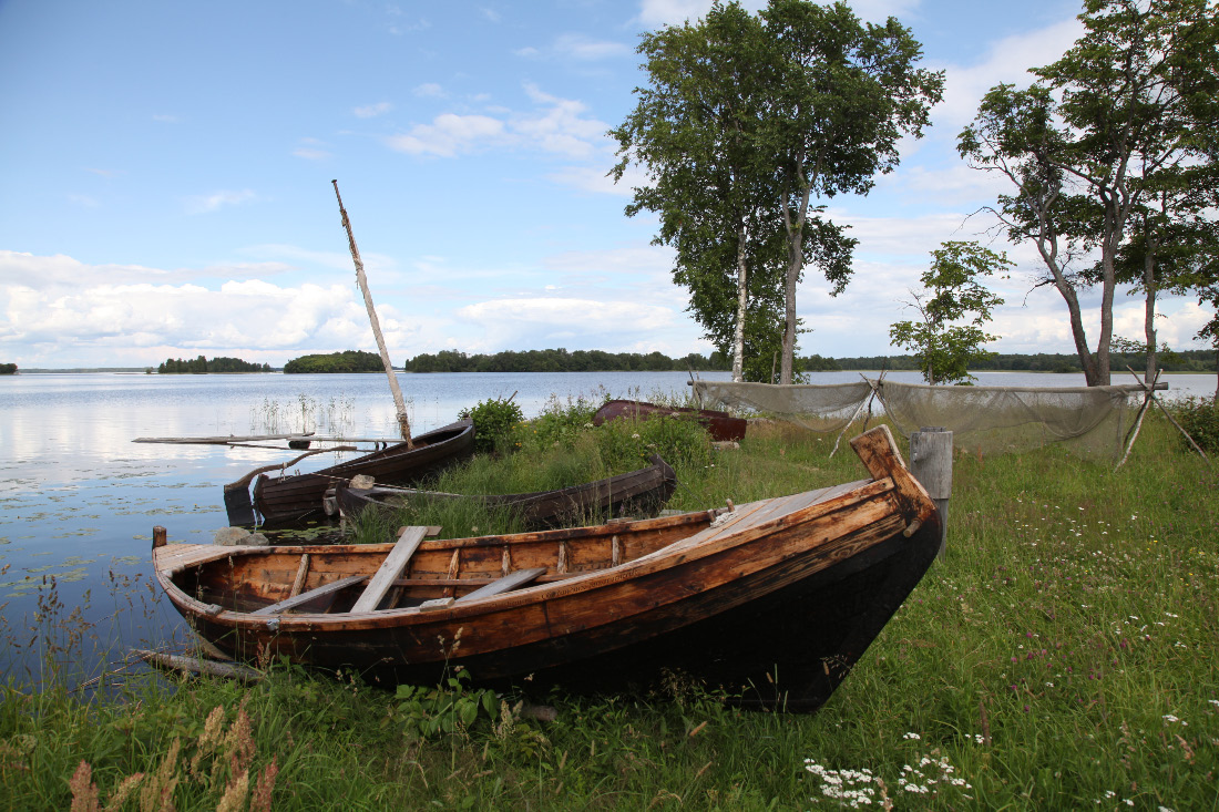 Fishing boats on Кижи–Kizhi and on Lake Onega