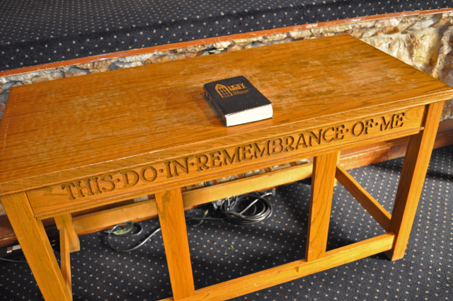 table in Montreat Presbyterian Church