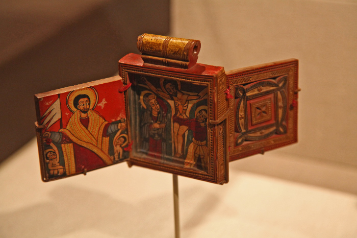 XVIII century personal devotional diptych from the Ethiopian central north highlands